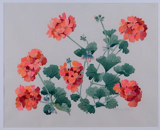Molly Nye Toby Red Geraniums Still Life Painting