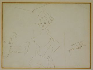 Marcel Vertes Figurative Study Drawing of a Woman