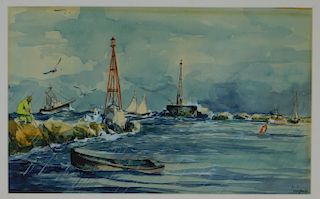 Paule Loring Rhode Island Coastal WC Painting