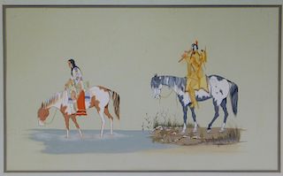 Doc Nevaquaya Native American Indian WC Painting