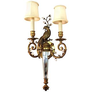 Maison Bagues Manner Brass & Crystal Wall Sconce