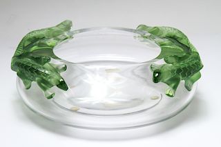 Lalique "Bamako" Art Glass Bowl w Lizards