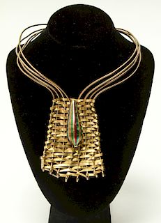 Gio Ponti Venini Murano Art Glass & Brass Necklace
