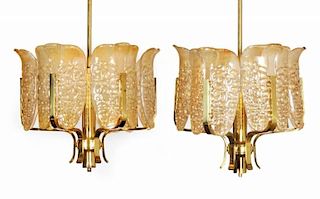Carl Fagerlund for Orrefors Chandeliers, Pair