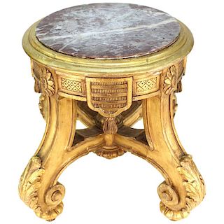 B Altman French Giltwood Marble Top Table Pedestal