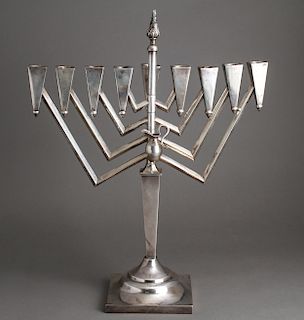 Judaica Mid-Century Silver Menorah Hanukkiah