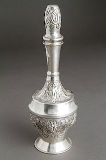 Judaica Sterling Silver Repousse Kiddush Decanter