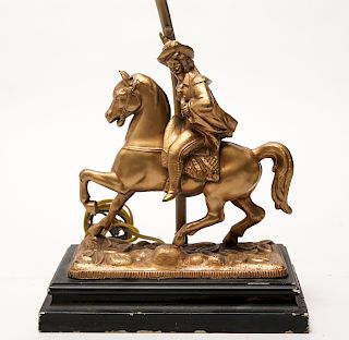 Figural Cast Metal Musketeer Table Lamp