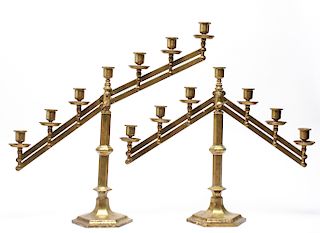 Ecclesiastical Rostand Candelabra Brass, Pair