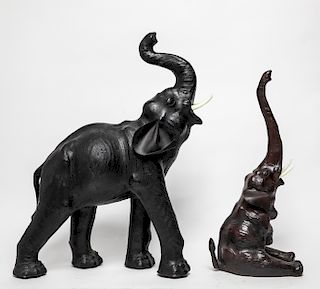 Leather Elephant Sculptures Standing & Seated 2
