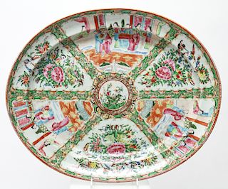 Chinese Export Rose Medallion Large Oval Platter