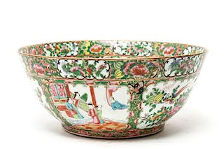 Chinese Export Rose Medallion Punch Bowl 19th C.