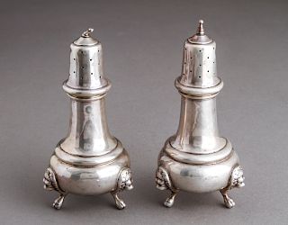 Sterling Silver Lion Head Paw Footed Shakers Pr