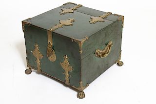 Painted Wooden Box / Chest w Claw Feet