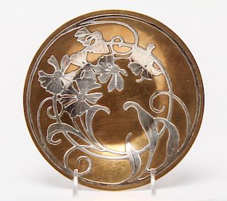 Art Nouveau Bronze & Silver Mixed Metal Plate