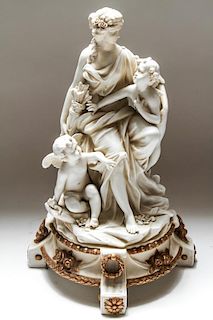 Parian ware Figurine Seated Venus w Cherubs 19th C