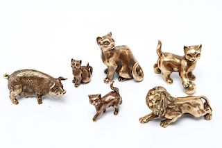 Russian Mini Animal Figurines Bronze Sculptures 6