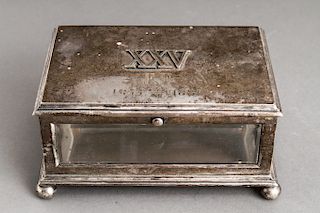 Russian Silver & Beveled Glass Lidded Box 1880