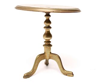 Queen Anne Manner Diminutive Brass Dish-Top Table