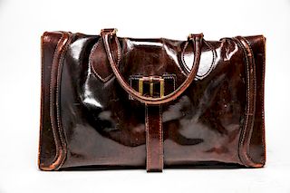 Vintage Leather Men's Bag CGV Marked Clasps