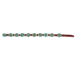 Navajo Sterling and Cluster Turquoise Ten Concho Belt, 23 ozt