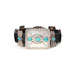 Southwest Silver and Turquoise Concho Belt