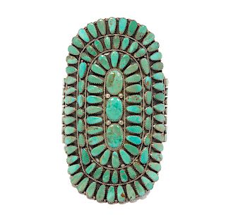 Larry Moses Begay Sterling and Turquoise Cuff Bracelet