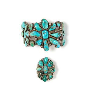 Navajo Multi Stone Turquoise Sterling Jewelry Suite