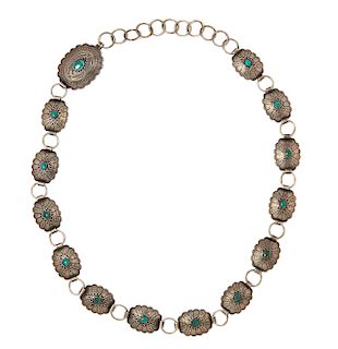 Southwest Silver and Turquoise Link Belt