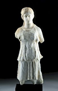 Tall Hellenistic Greek Marble Statue of Woman
