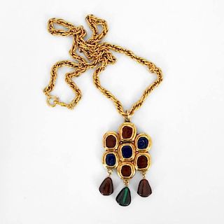 Chanel Necklace with "Stained Glass Window" Pendant & Dangles