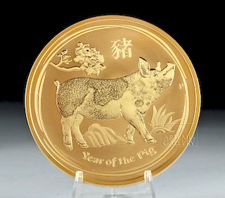 2019 Australian Year of the Pig 24K Gold Coin - 10 oz