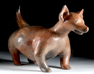 Large Colima Redware Puppy w/ Pierced Ears