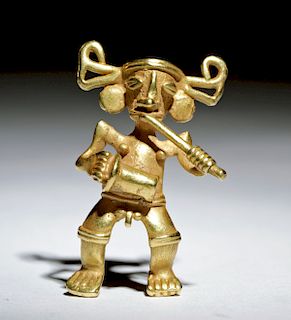 Pre-Columbian International Group Gold Flute Player