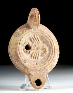 Roman Pottery Oil Lamp with Scorpion / Scorpio