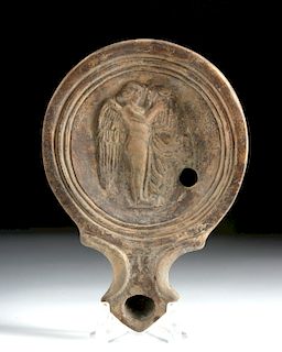 Roman Pottery Oil Lamp - Eros Playing Lyre