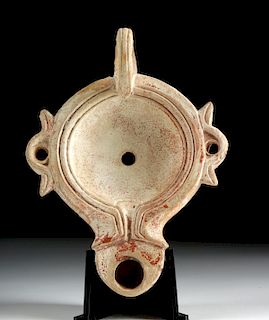 Large Early Roman Pottery Oil Lamp