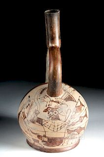 Moche Fineline Pottery Stirrup Jar - Avian Sacrifice