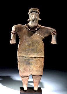Monumental Colima Pottery Flat Standing Figure