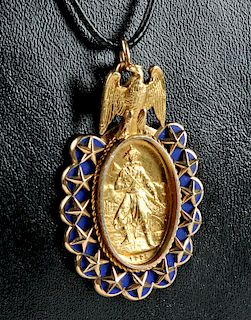 1883 "Sons of the Revolution" Gold Medal Pendant