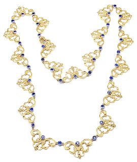 Buccellati 18k Yellow Gold Sapphire 24" Long Necklace