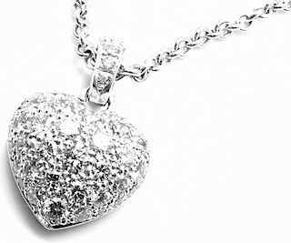 Cartier 18k White Gold Diamond Large Heart Pendant