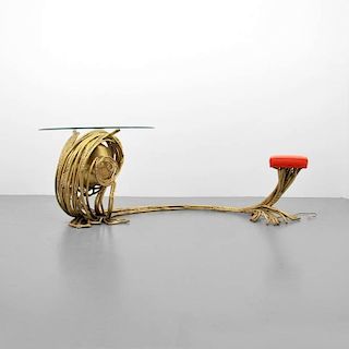 Jacques Duval-Brasseur Sculptural Table & Stool