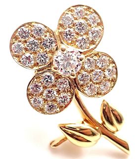 Van Cleef & Arpels Diamond 18k Yellow Gold Flower Pin