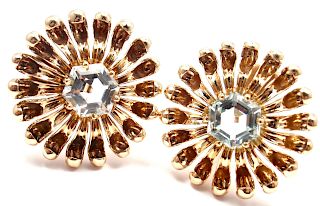 Vintage Tiffany & Co 14k Rose Gold Aquamarine Earrings