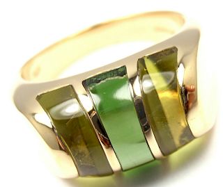 Bulgari 18k Yellow Gold Green Tourmaline Peridot Ring