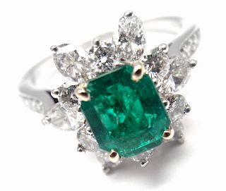 Vintage Tiffany & Co Irid Platinum Diamond Emerald