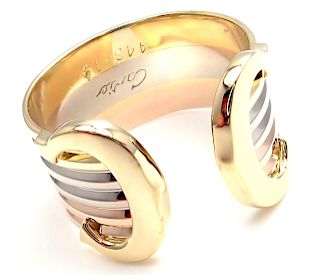 Cartier double C 18k Tri Color Gold Band Ring
