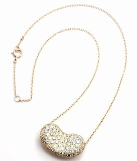 TIFFANY & CO Elsa Peretti 18k Diamond Bean Necklace
