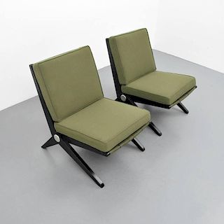 Pierre Jeanneret "Scissor" Lounge Chairs, Pair